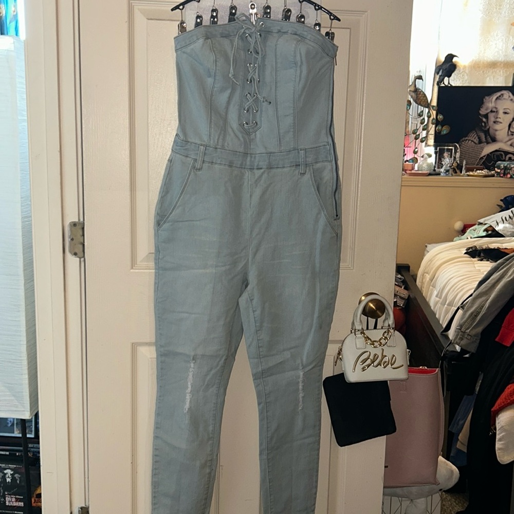 Venus US size 10 Light Blue Jean Jumpsuit NWT